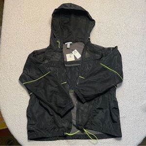NWT Revamped Women’s Black Mesh Windbreaker Jacket with Neon Highlights
